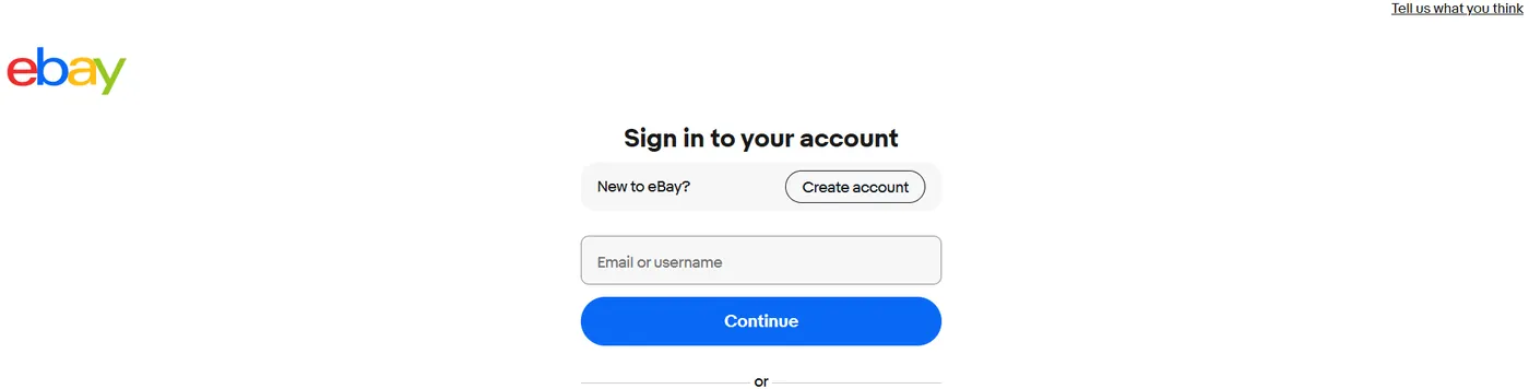 eBay account sign-in page