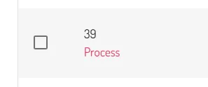 Process link displayed under an order number