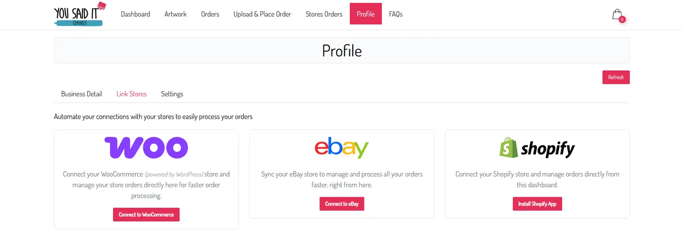 Connect profile page with WooCommerce connection option