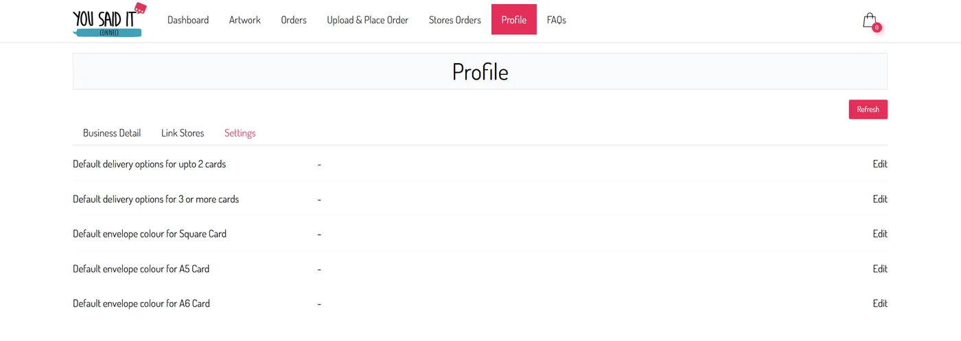 Connect Profile settings page