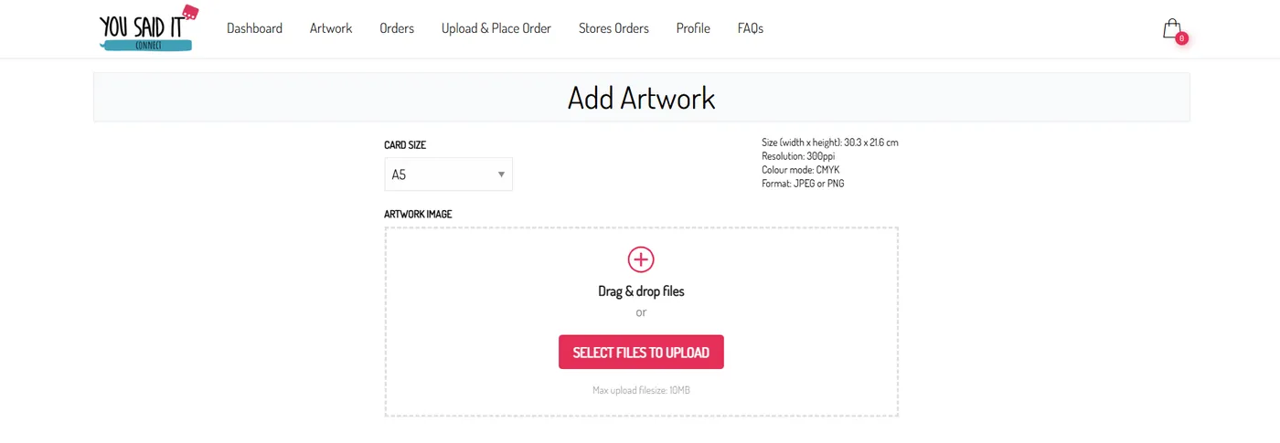 Add Artwork upload page