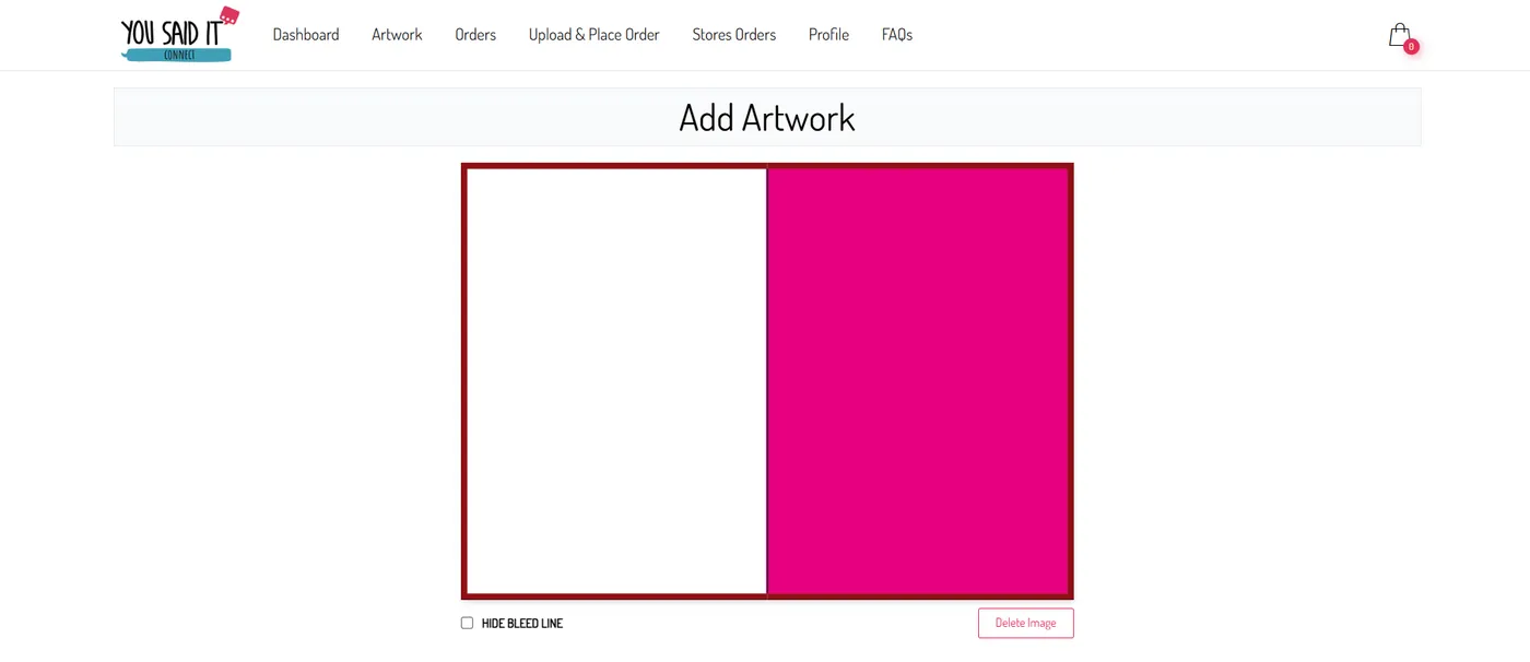 Artwork preview with fold line