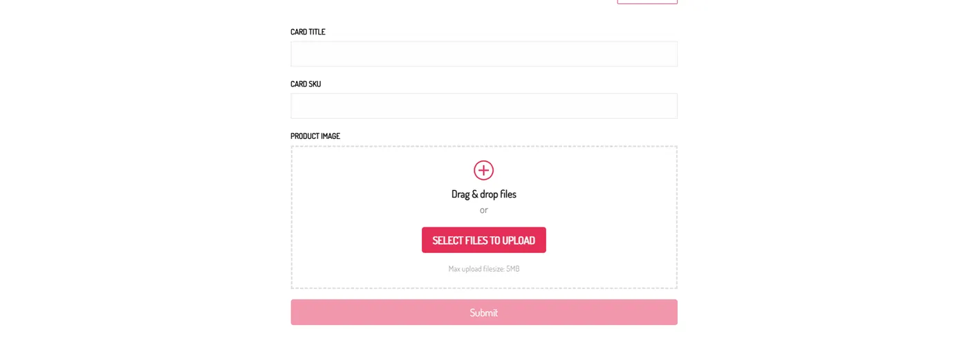 Artwork title, SKU and preview image fields