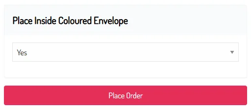 Place Inside Coloured Envelope option set to Yes